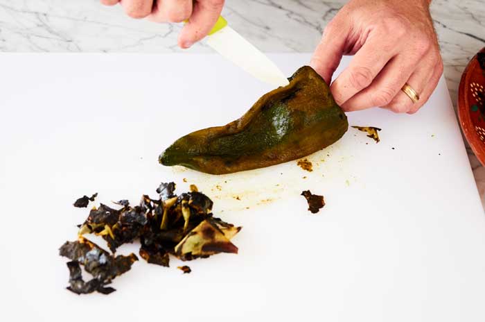 Opening Poblano Chile