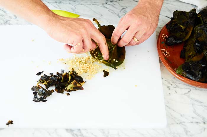 Removing Seeds Poblano Chile