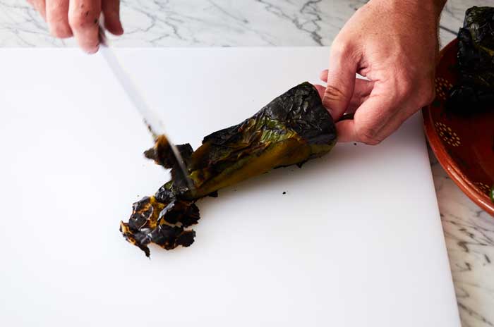 Removing the Skin from Poblano Chiles