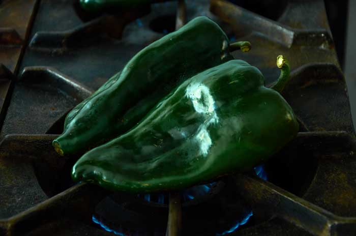 Roasting Poblano Chiles