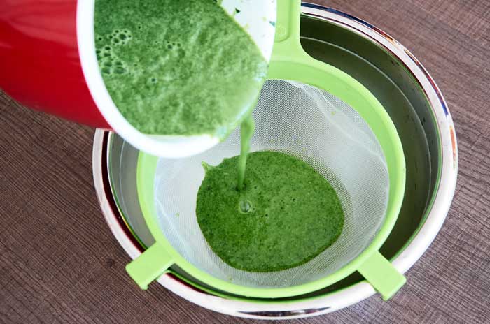 straining-cilantro-mixture