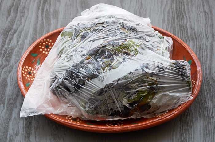 Sweating Poblano Chiles
