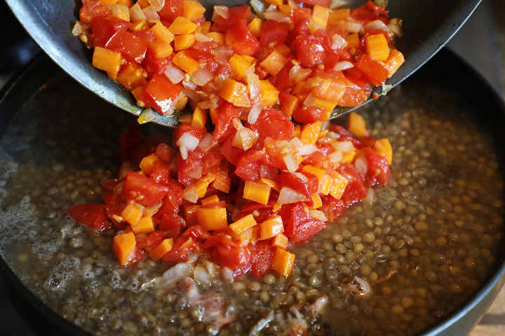 Adding Vegetables to Lentil Soup
