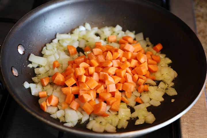 Cooking Carrots and Onions in Olive Oil