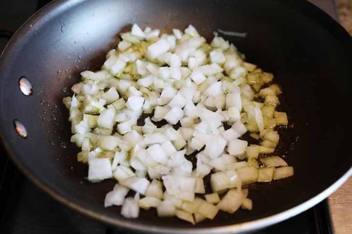 Cooking Diced Onion in Olive Oil