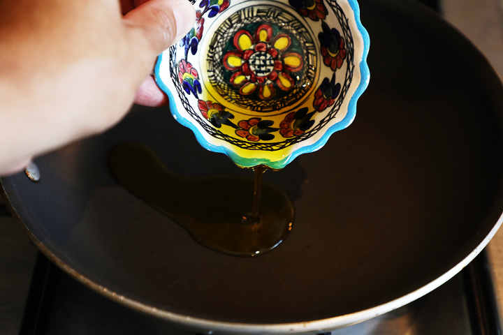 Preheating Olive Oil in a Pan