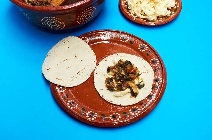 Filling Quesadillas with Huitlacoche Mixture
