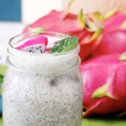 Dragon fruit agua fresca in a Mason jar.